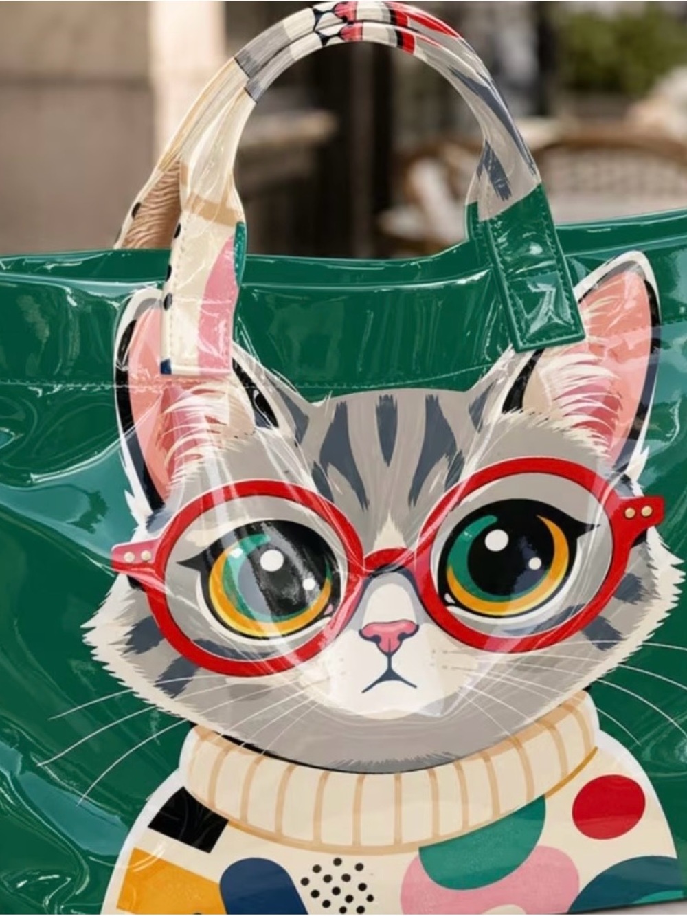 My Cat Wears Glasses Too! PVC Tote ~by GECKO